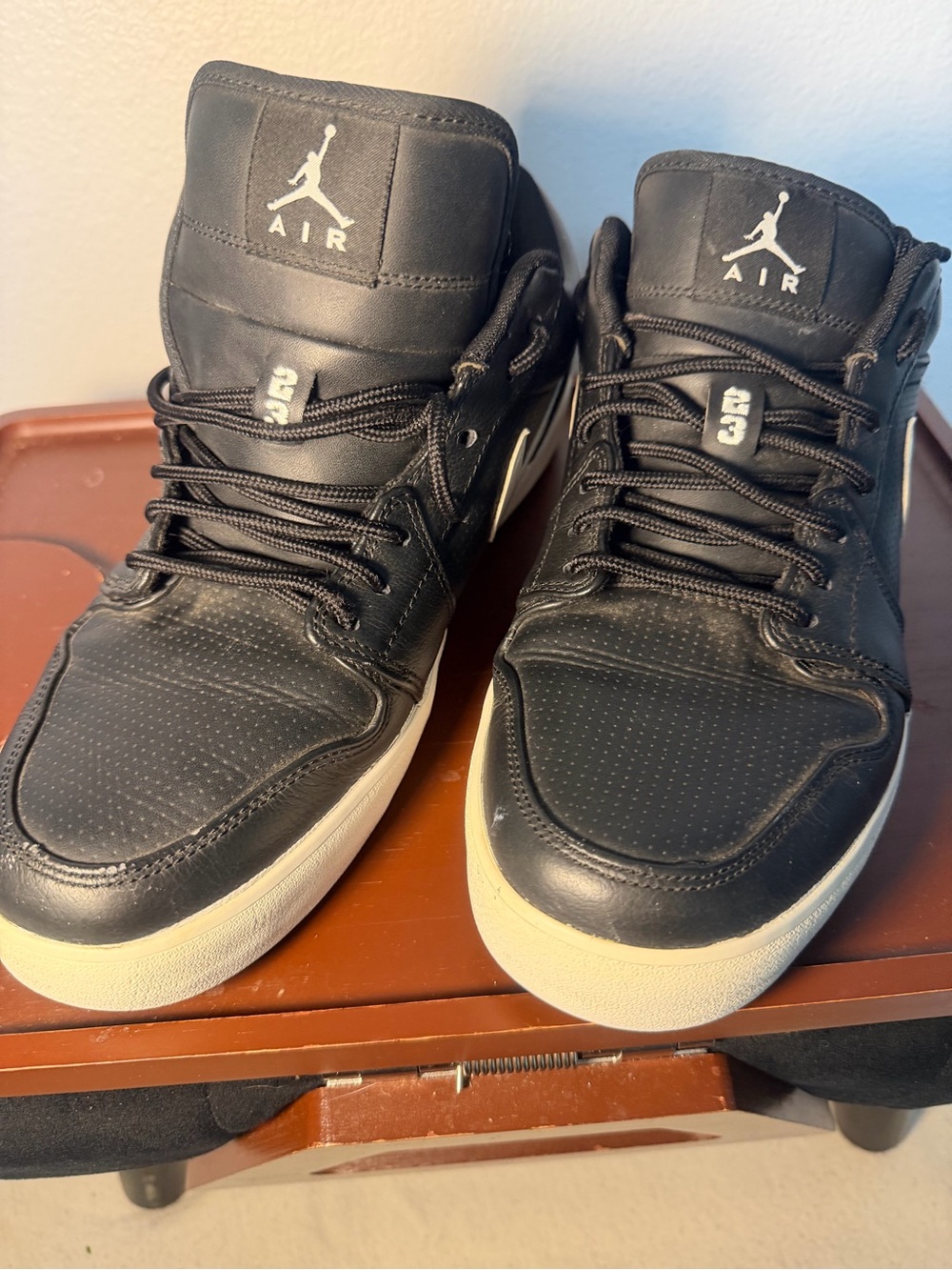 Rare Jordan Men's Black Leather High-Top Sneakers
